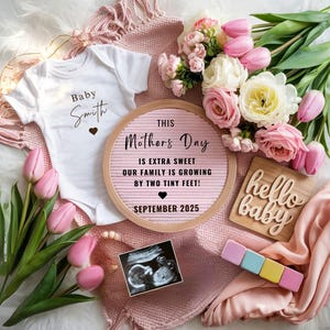 Mother&#39;s Day baby Announcement mothers day Pregnancy Announcement Baby Reveal for Social Media Gender neutral announcement Editable template