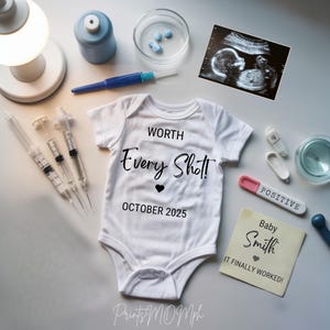 IVF baby Announcement template Rainbow pregnancy announcement Gender Neutral IVF Baby Social media announcement Worth every shot Lab themed