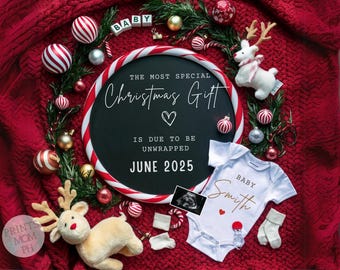 Christmas Digital Pregnancy Announcement December Baby Announcement Gender Neutral Social Media Holiday pregnancy announcement template PA52