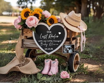 Girl Pregnancy Announcement Western Baby Girl Announcement Digital Little Cowgirl Last Babygirl announcement social media reveal last rodeo