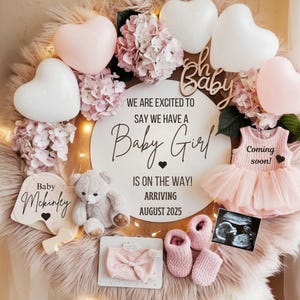 Baby Girl Pregnancy Announcement Digital Girl Baby Announcement Baby Reveal Social Media Reveal Its a girl pregnancy announcement baby girl