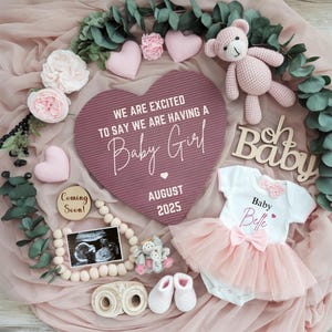 Girl Pregnancy Announcement Digital Baby Announcement Baby Girl Gender Reveal Social Media editable template boho baby announcement bby girl