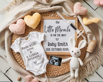 IVF baby Announcement Digital ivf pregnancy announcement Template Gender Neutral baby Social media reveal Little Miracle is on the way
