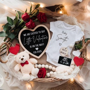 Valentines Day pregnancy announcement template Digital Pregnancy Announcement Valentine baby announcement Gender neutral Reveal Facebook 104