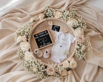 Pregnancy Announcement Digital Religious baby announcement We thought we were through but God gave us you social media post for Second Baby