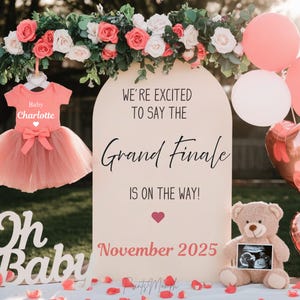 Girl Pregnancy Announcement Digital Baby girl Announcement Grand finale Baby Reveal It&#39;s a Girl Social Media Reveal Editable template