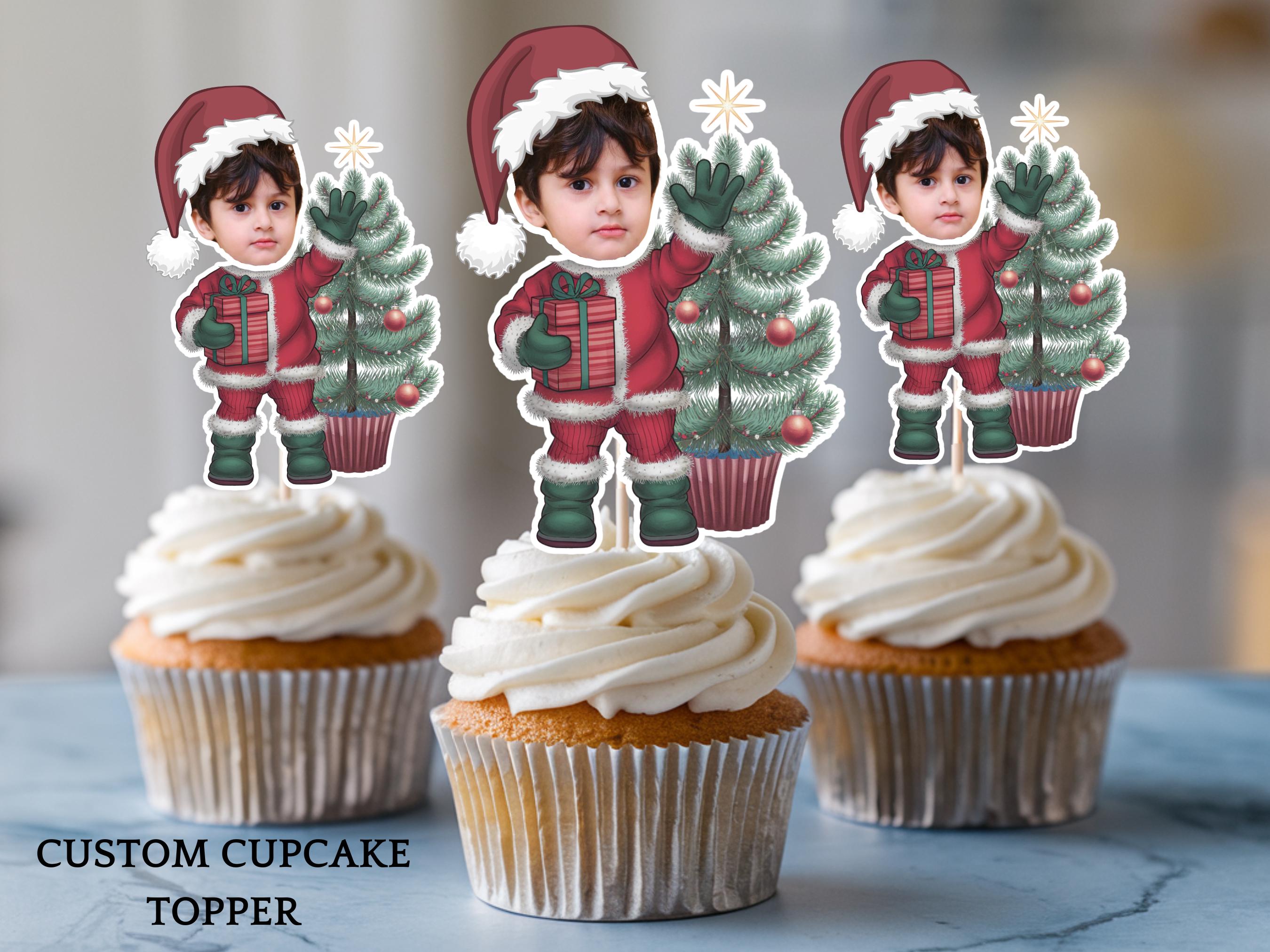 40 Stück Weihnachts-Cupcake-Topper – Grüne Monster Motive, Aus Karton Mit Bambusstab, Für Geburtstag, Party, Torten-Deko