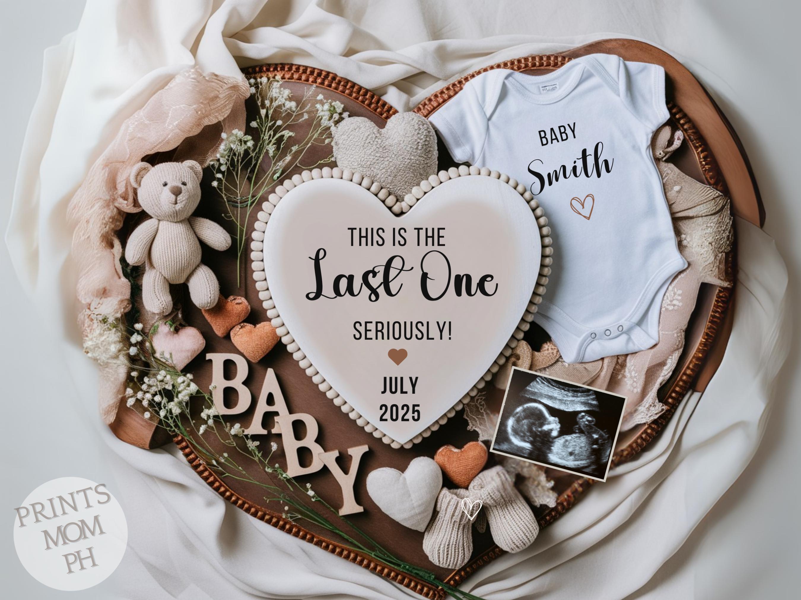 Last One Pregnancy Announcement Digital The Grand Finale baby Announcement Social Media reveal gender neutral baby announcement template