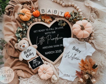 Fall Pregnancy Announcement fall in love pregnancy announcement Social Media baby announcement fall digital Autumn Social media reveal PA011