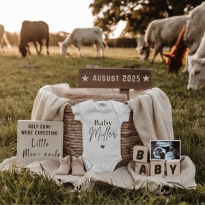 Western pregnancy announcement Highland Cow Pregnancy Announcement Western baby gender Neutral Announcement social media reveal Country farm
