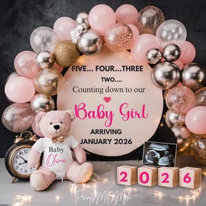 New Years Pregnancy Announcement digital New year pregnancy announcement 2026 baby girl announcement Baby girl NYE Reveal 2026 New years eve