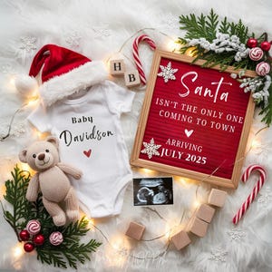 Kerstzwangerschapsaankondiging Digitale babyaankondiging December baby Genderneutraal Social Media Reveal De kerstman is niet de enige