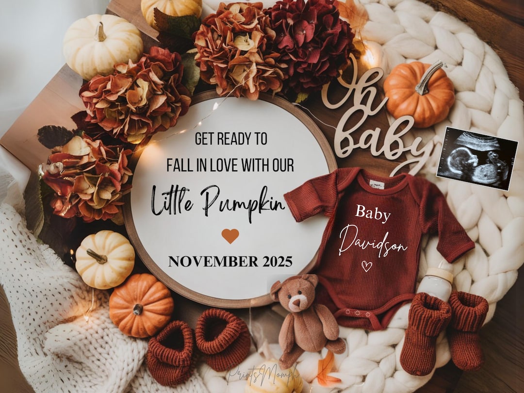 Fall Pregnancy Announcement Fall Baby Announcement Digital Autumn Baby ...