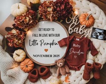 Fall Pregnancy Announcement Fall Baby Announcement Digital Autumn Baby Announce Gender Neutral Editable Social Media reveal Autumn baby