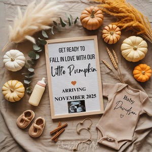 Fall Pregnancy Announcement Fall Baby Announcement Digital Autumn Baby Announce Gender Neutral Editable Social Media reveal November baby