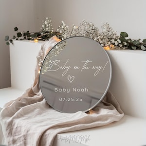 Mirror Pregnancy Announcement Digital Neutral Baby Reveal Minimalist pregnancy announcement Social Media Editable Template Expecting Parents