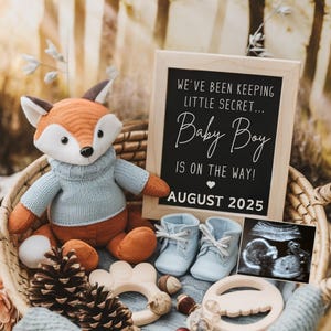 Boy Digital Pregnancy Announcement Reveal Woodland Baby Announcement baby announcement Social Media pregnancy announcement editable template