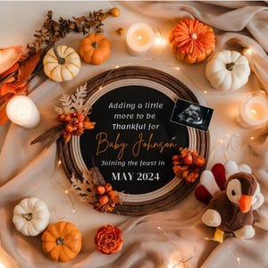 Thanksgiving pregnancy announcement Little pumpkin pregnancy announcement baby announcement social media thanksgiving baby announcement PA63