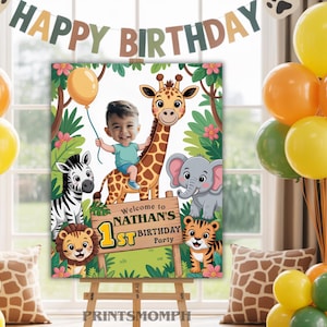 Safari Birthday Welcome Sign: Wild One Theme, Custom Printable