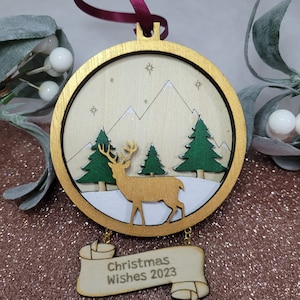 Personalised Wooden Christmas Tree Decoration Stag