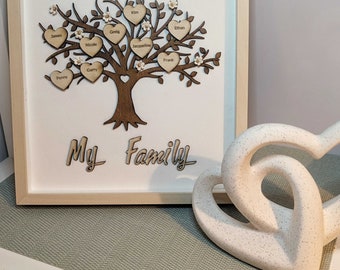 Personalised Wooden Family Tree | Home Decor, Custom Engraved Wall Art, Family Tree Decoration