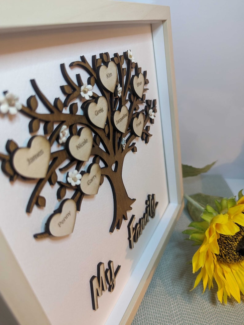 Personalised Wooden Family Tree | Home Decor, Custom Engraved Wall Art ...
