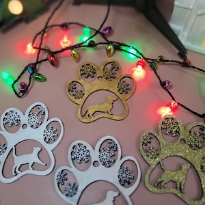 Decoração de árvore de Natal com estampa de pata personalizada