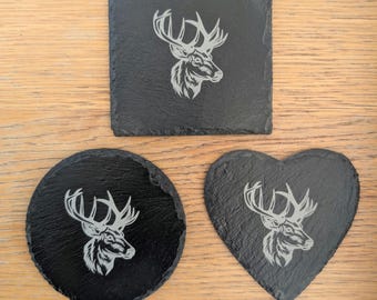Hirsch Schiefer Untersetzer - Handgemachter Schiefer Untersetzer - Rustikales Barware Dekor - Einzigartiges Geschenk für Naturliebhaber