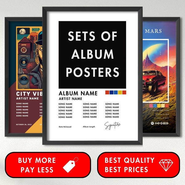 Sets of Album Cover Posters | Custom Album Cover Poster | Tracklist Poster | Custom Music Poster | Custom Song Poster | Album Print A4 A3 A2
