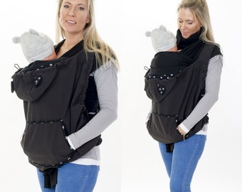 Softshell carrying cover for slings, baby carrier cover with shawl collar