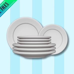 1:6 STL files | Plates & Bowls Kitchen Tableware | Dollhouse Miniatures | Instant Download digital files for 3D printing Pre Supported