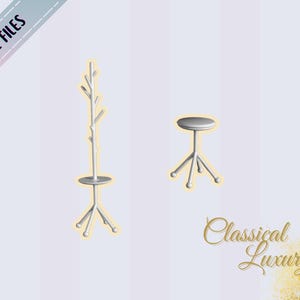 Perchero y mesa auxiliar en miniatura para casa de muñecas (escala 1:12) (archivo STL de descarga instantánea)