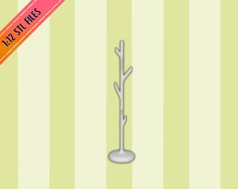Dollhouse Miniature Rustic Coat Rack Stand 1:12 Scale (Instant Download STL file)
