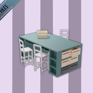 File STL per tavolo da lavoro in miniatura per casa delle bambole in scala 1:24 con sgabelli (download immediato)