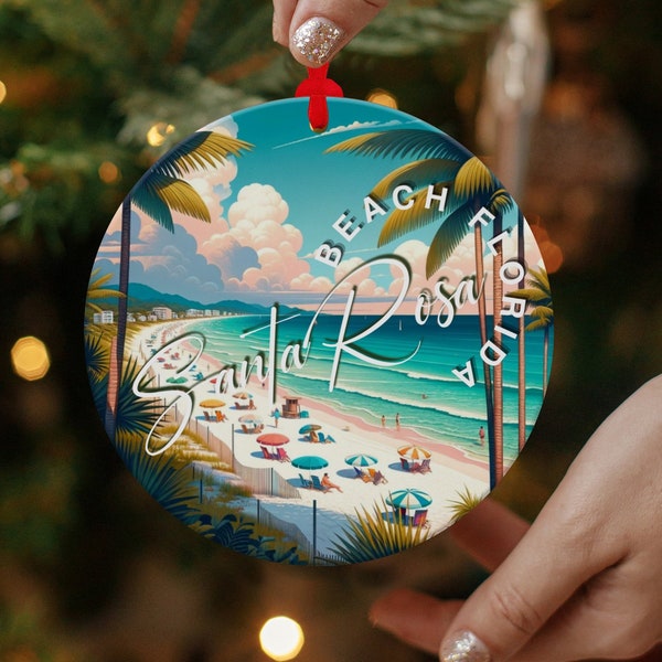 Santa Rosa Beach Florida Aluminum Ornament Beach Christmas Tree Ornament 30A Beach Christmas Gift, Floridian Ornaments, Florida Ornaments