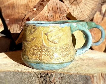 Türkis / grüne Natur inspirierte Kaffeetasse