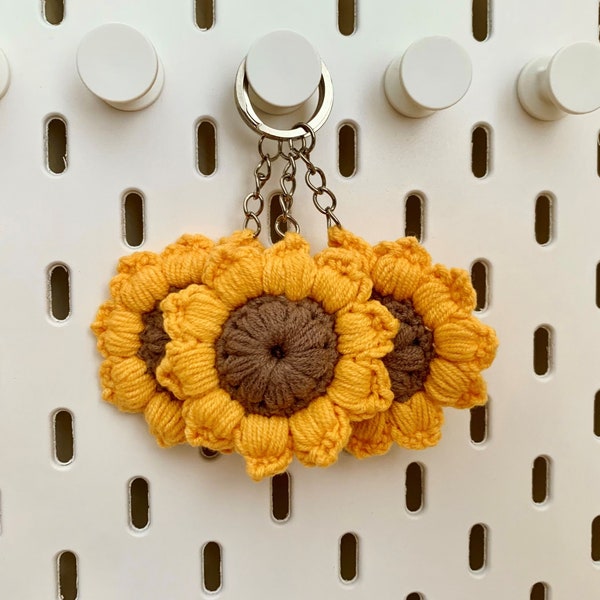 Crochet Sunflower Keychain Muster, gehäkelte Keychain, Geschenk für Freunde