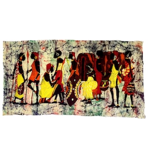 Authentic Kenyan Batik Art - Handcrafted East African Wax Prints - Traditional Fabric - Unique Textile Art - Nairobi, Kenya [33" x 17 1/2"]