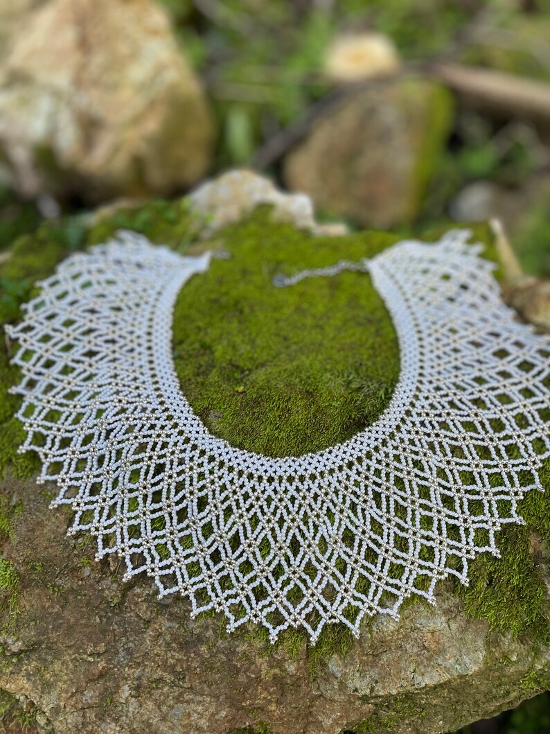 Traditional Ukrainian Sylianka Modern White Pearl Seed Bead Wedding Necklace Etsy