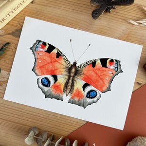 Decoratieve aquarelprint, aquarel vlindertekening kunstprint, bohemian stijl boho chic decor, insectenkunst
