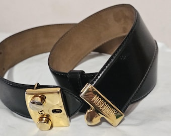 Moschino Redwall zwarte lakleren riem
