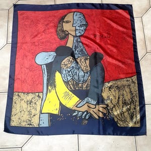 Picasso Portrait Woman Art Motif Silk Scarf