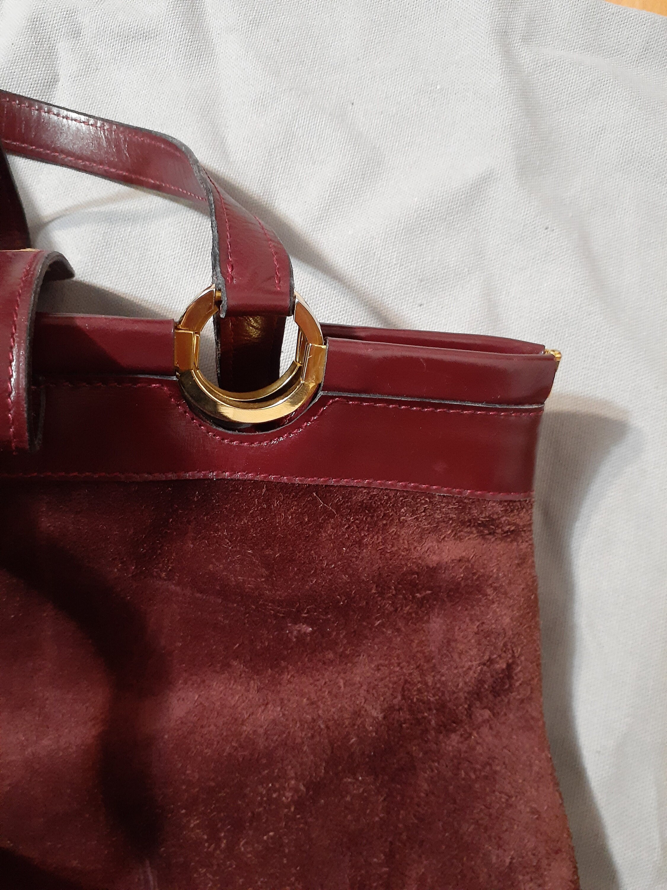 2000s Vintage Cellerini Firenze Shoulder Bag Burgundy Suede Leather ...