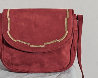 Bolso de hombro Bruno Magli de piel de ante roja