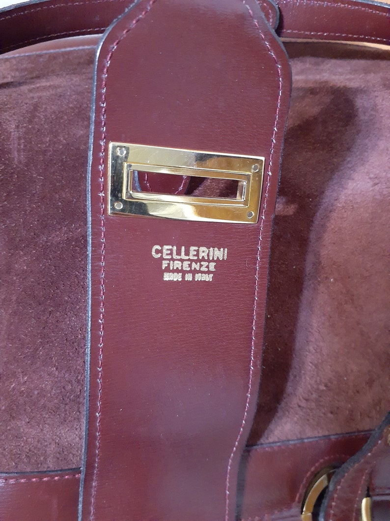 2000s Vintage Cellerini Firenze Shoulder Bag Burgundy Suede Leather ...