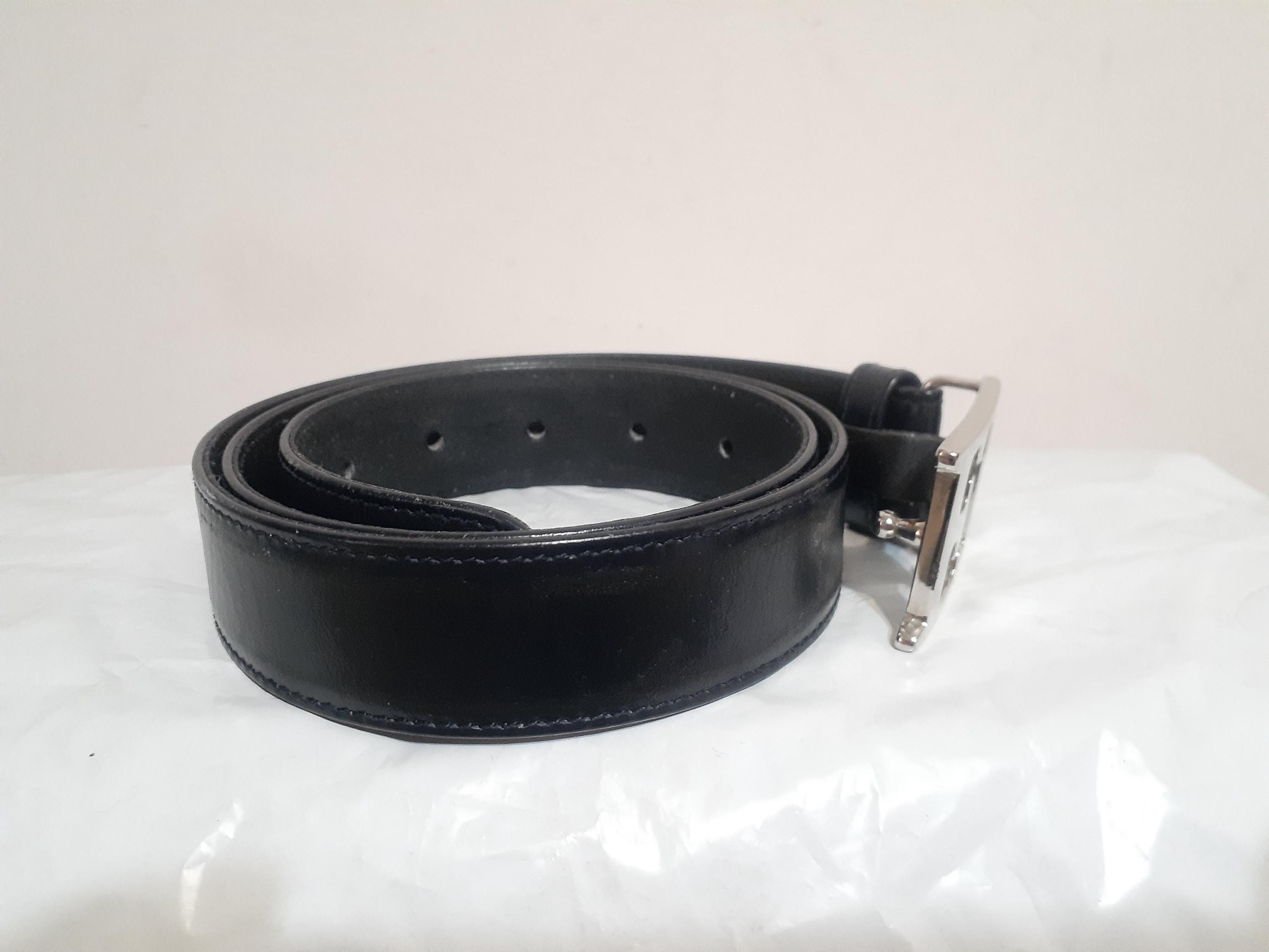 GORGEOUS NAVY ESCADA BELT Escada Oxidized Dark Purple Leather Dress Belt w/ Silver  main image 4