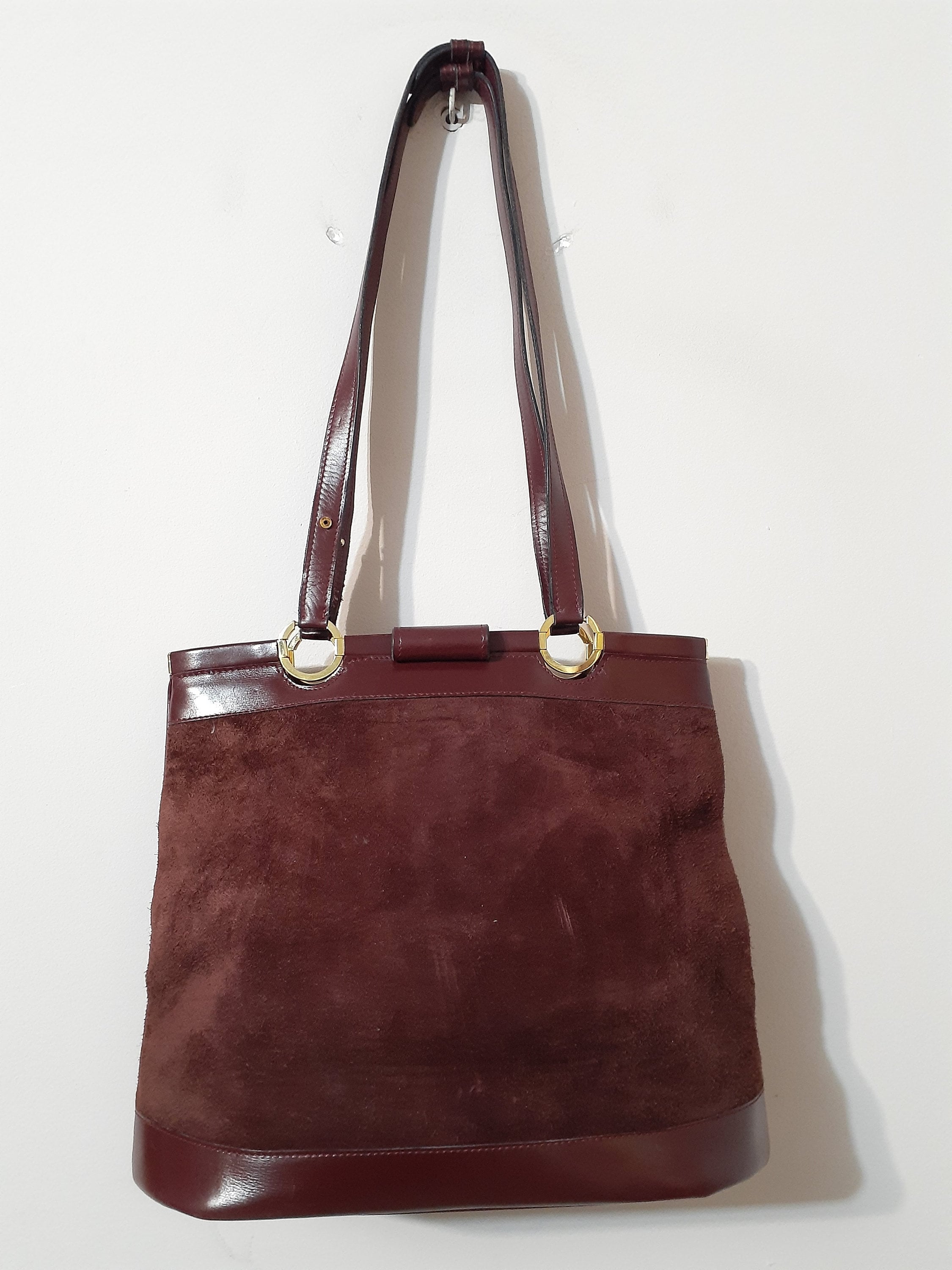 2000s Vintage Cellerini Firenze Shoulder Bag Burgundy Suede Leather ...