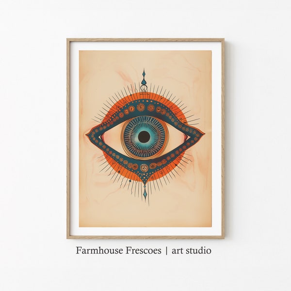 All Seeing Eye Art Print | Evil Eye Wall Art | Digital Downloadable Art | Boho Wall Decor | Evil Eye Poster | Spiritual Art | Eye Painting