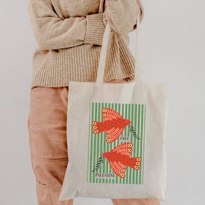 Free Palestine Bio-Öko-Einkaufstasche, Politische Linke, Menschrecht, wiederverwendbare Einkaufstasche Politische Erklärung Pool-Tasche Handgemacht Reise-Tasche