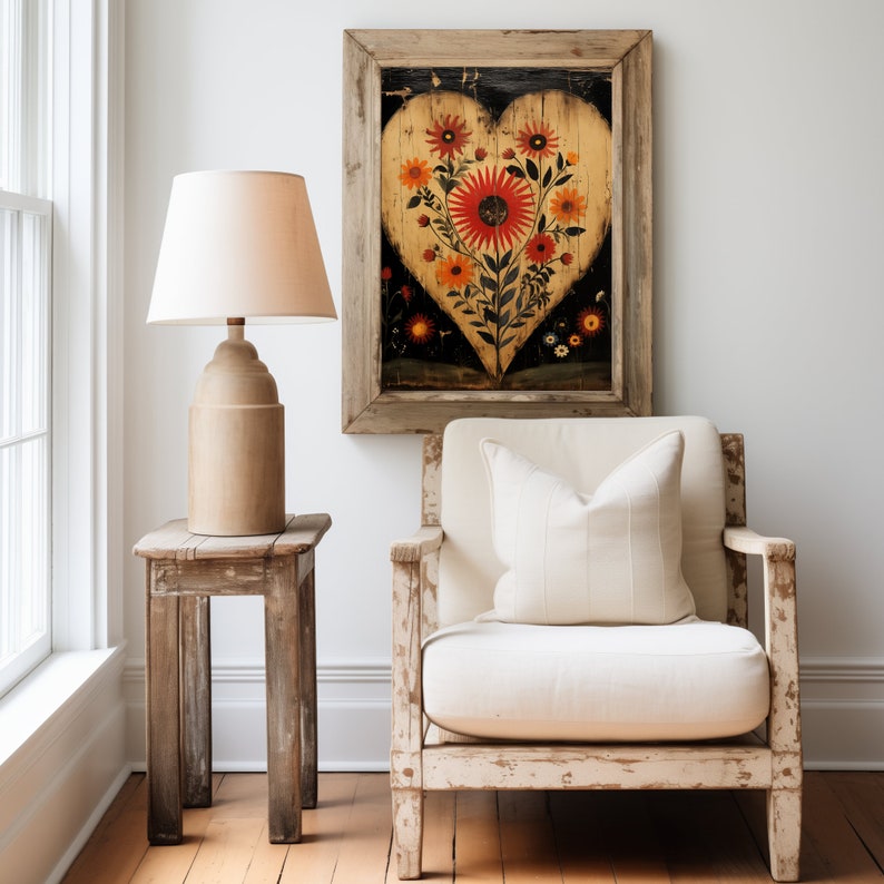 PRINTABLE Farmhouse Valentine s Day Painting Digital Download Vintage Country Painting Valentine